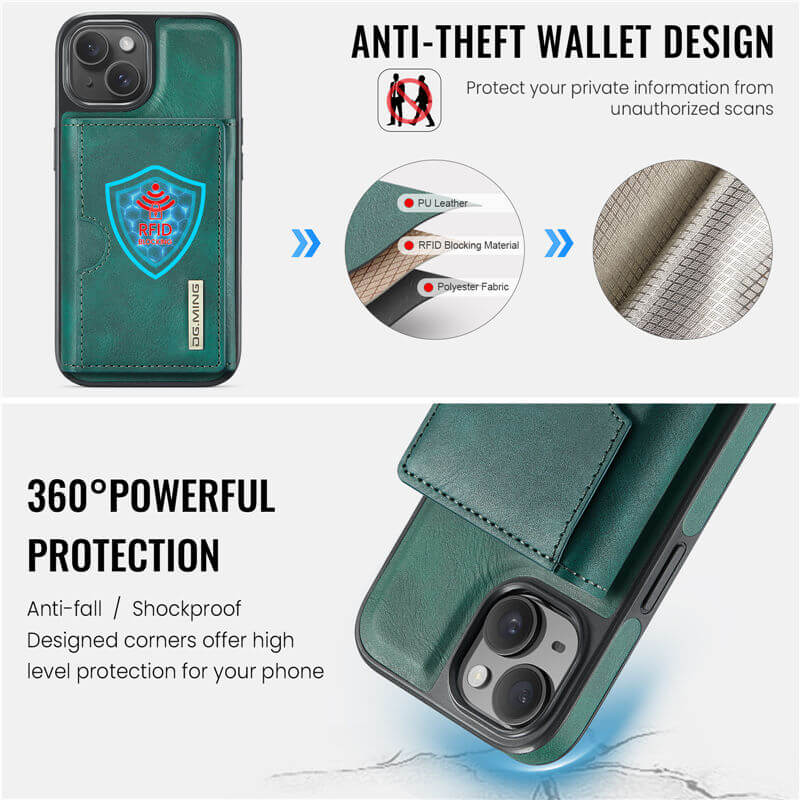 DG.MING iPhone 15 2-in-1 Magnetic Wallet Case