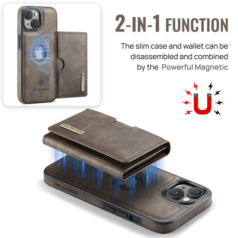 DG.MING iPhone 15 2-in-1 Magnetic Wallet Case