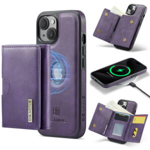 DG.MING iPhone 15 Plus 2-in-1 Magnetic Wallet Case – Detachable Design with 6 Card Slots, RFID Blocking & Wireless Charging