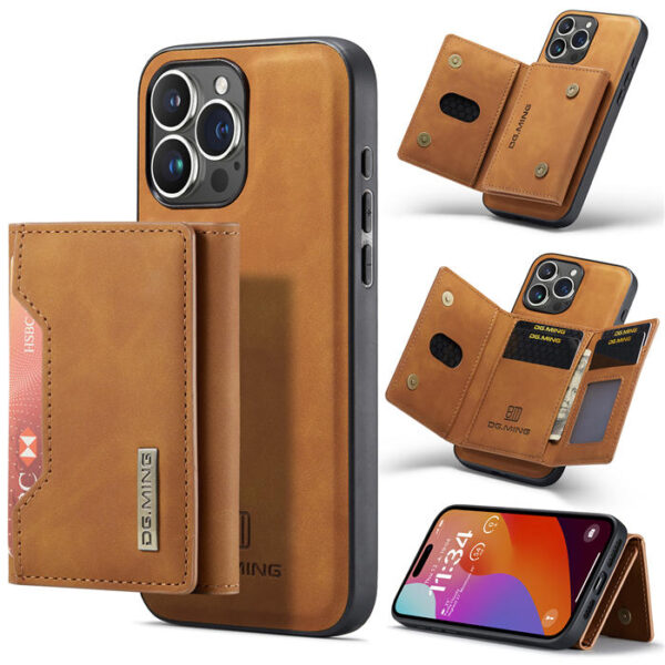 DG.MING iPhone 15 Pro Magnetic Detachable Mini Wallet Case
