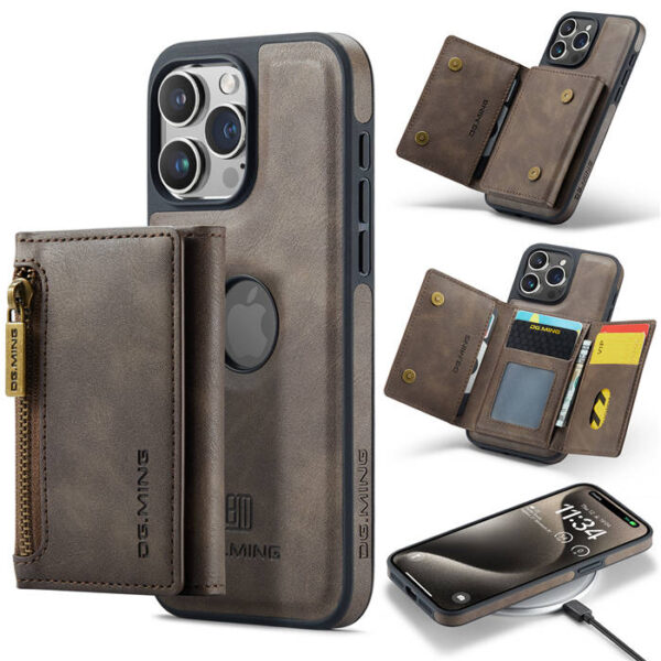 DG.MING iPhone 15 Pro Wallet RFID Blocking Case