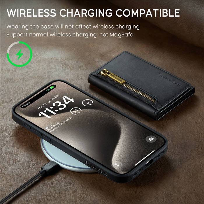 DG.MING iPhone 15 Pro Wallet RFID Blocking Case