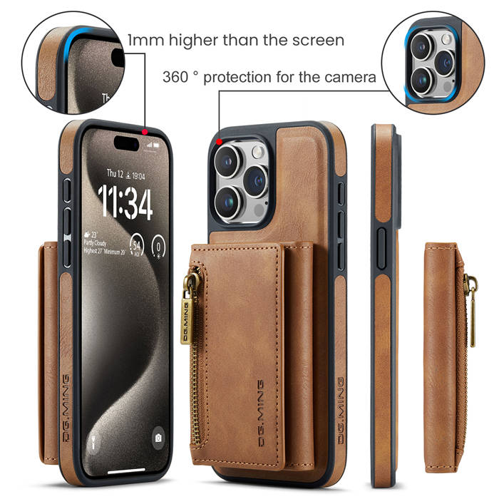 DG.MING iPhone 15 Pro Max Wallet RFID Blocking Case