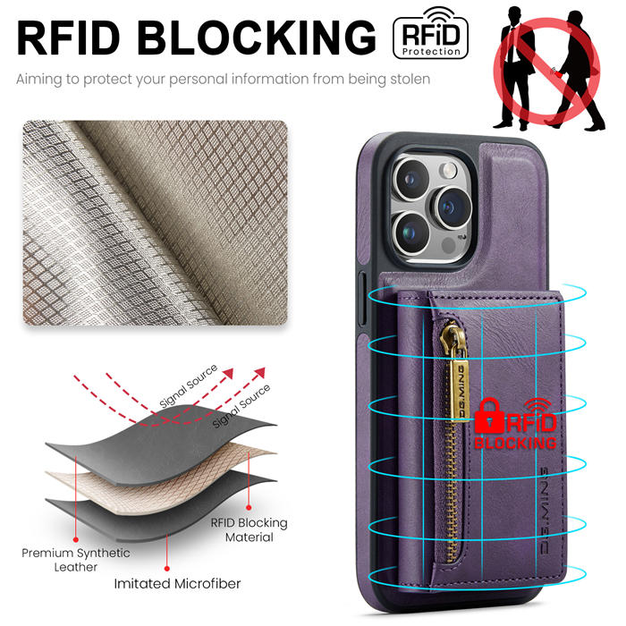 DG.MING iPhone 15 Pro Max Wallet RFID Blocking Case