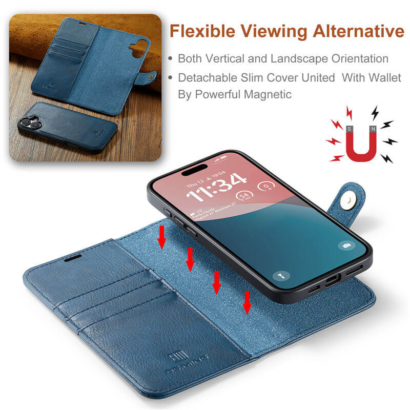 DG.MING iPhone 16 Plus Wallet Detachable 2-in-1 Case
