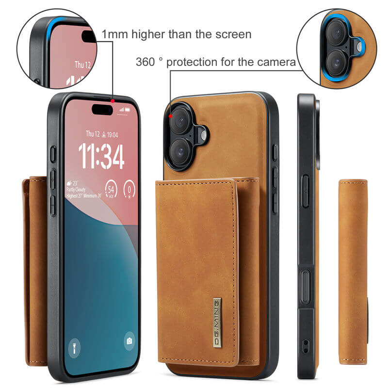 DG.MING iPhone 16 Magnetic 2-in-1 Mini Wallet Case