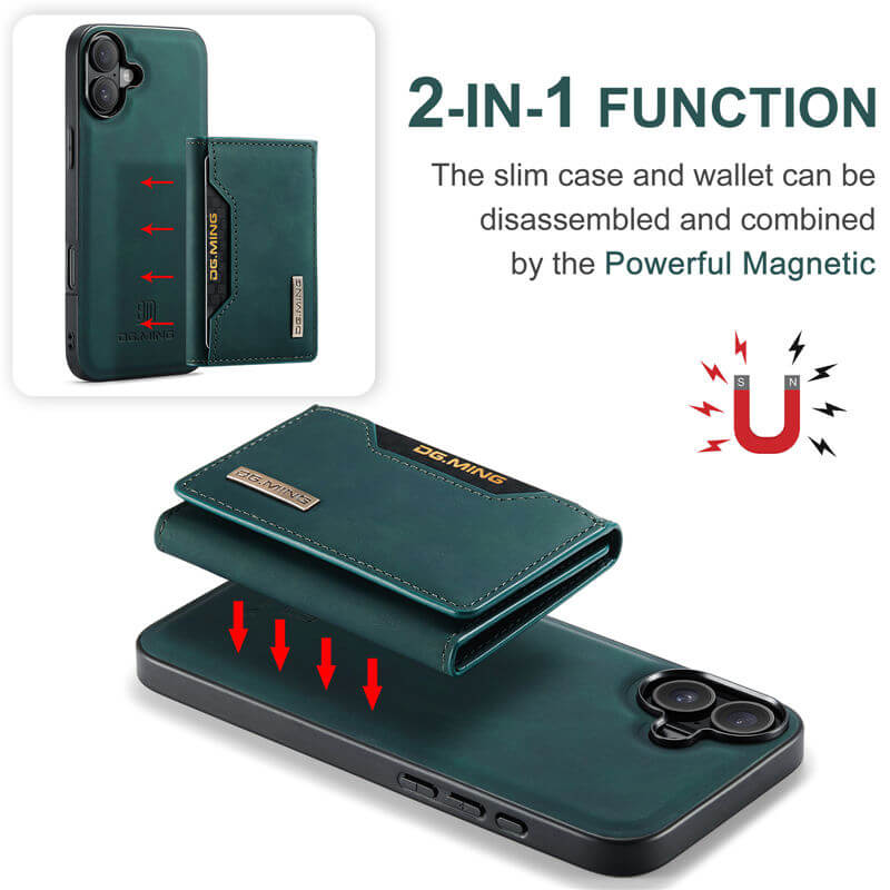 DG.MING iPhone 16 Plus Wallet Detachable 2-in-1 Case