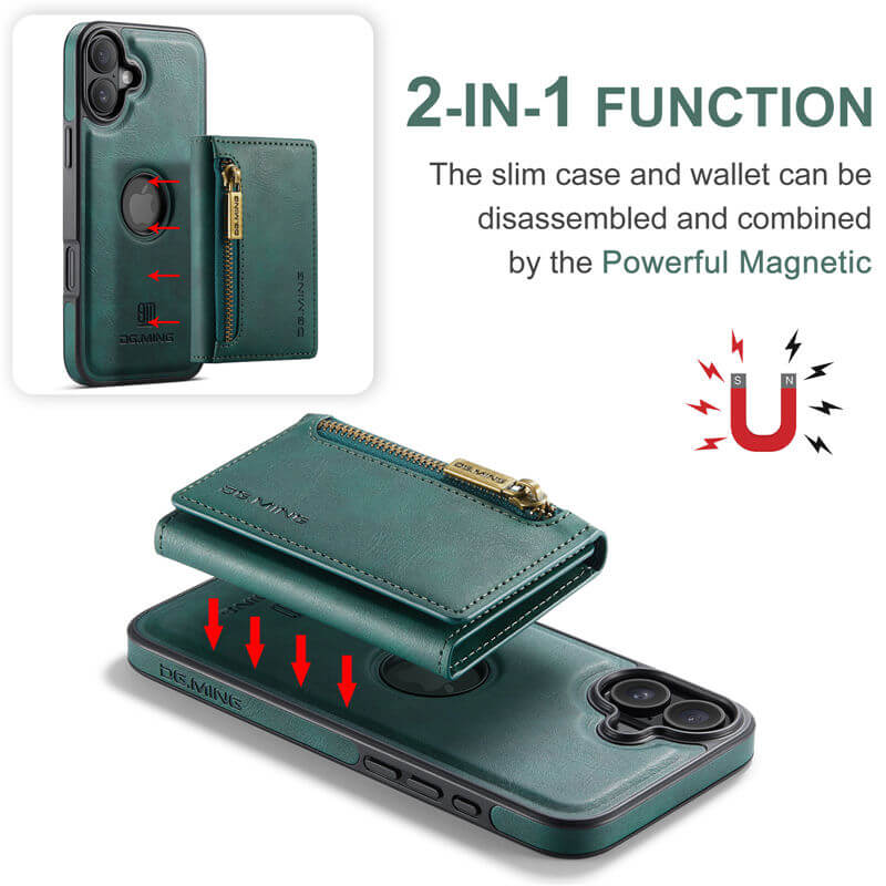 DG.MING iPhone 16 Plus Detachable 2-in-1 Wallet Case
