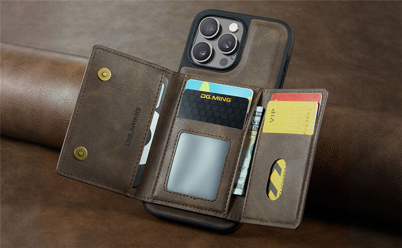 DG.MING iPhone 16 Pro Max Wallet RFID Blocking Case