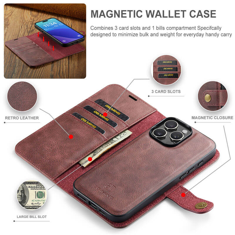 DG.MING iPhone 16 Pro Max Wallet Case