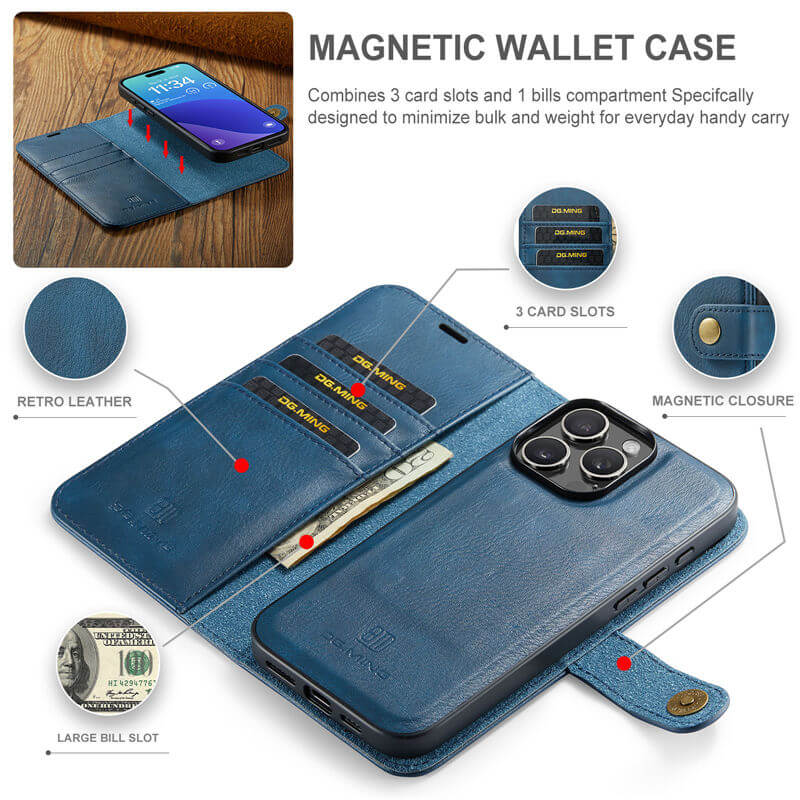 DG.MING iPhone 16 Pro Wallet Magnetic Case