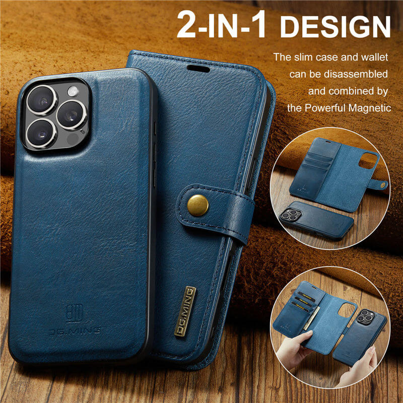 DG.MING iPhone 16 Pro Max Wallet Detachable 2-in-1 Case