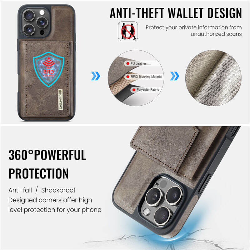 DG.MING iPhone 16 Pro 2-in-1 Magnetic Wallet Case