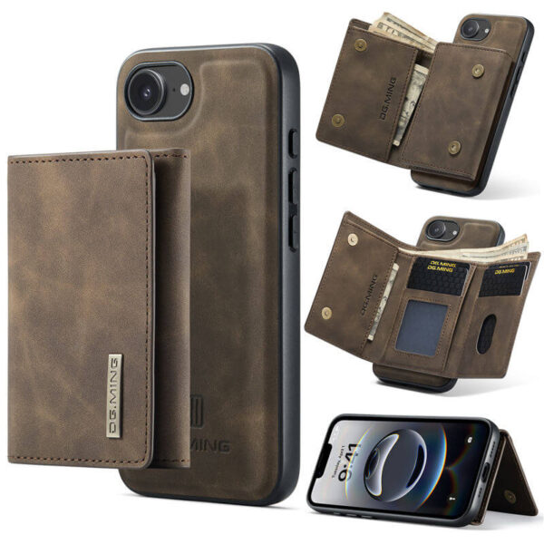 DG.MING iPhone 16e Magnetic 2-in-1 Mini Wallet Case
