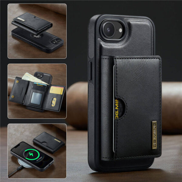 DG.MING iPhone 16E 2-in-1 RFID Wallet Case with Magnetic & Wireless