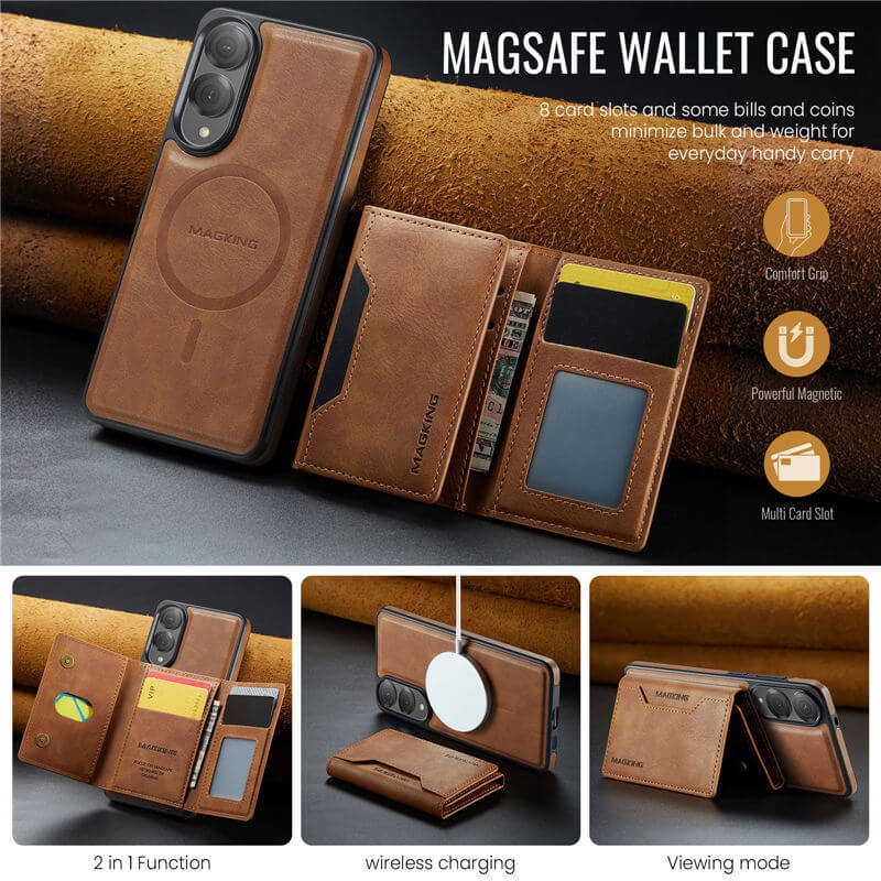 MAGKING Samsung Galaxy S25 Edge 2-in-1 Magnetic Wallet Case