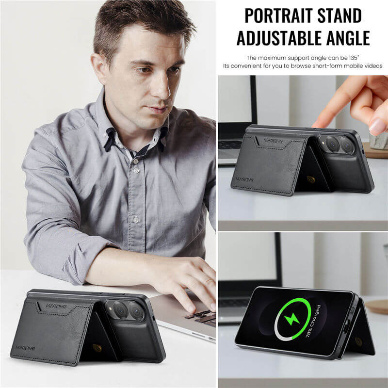 MAGKING Samsung Galaxy S25 Edge 2-in-1 Wallet Kickstand Case