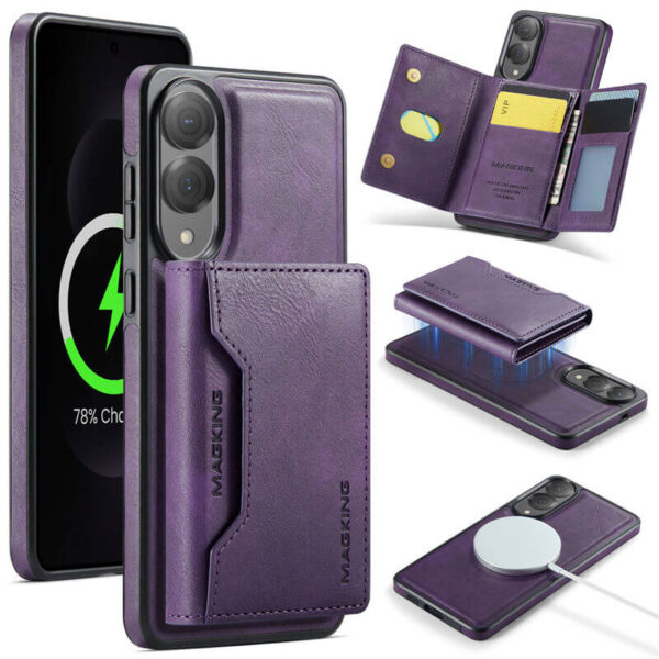 MAGKING Samsung Galaxy S25 Edge 2-in-1 Magnetic Wallet Case – Detachable Design with 8 Card Slots, RFID Blocking & Wireless Charging