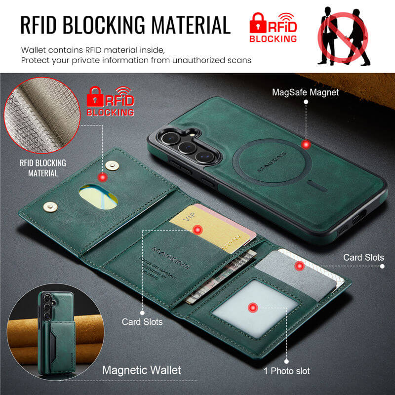 MAGKING Samsung Galaxy S25 Wallet Case with RFID Blocking