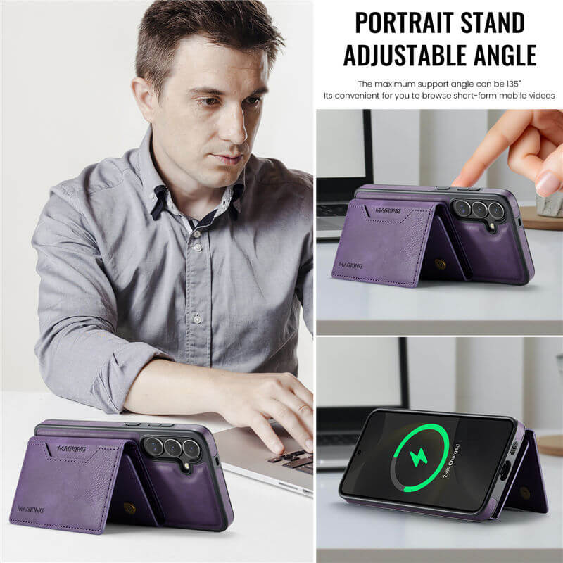 MAGKING Samsung Galaxy S25 Wallet Kickstand Case