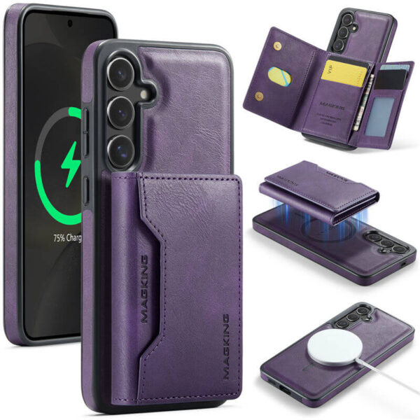 MAGKING Samsung Galaxy S25 Plus 2-in-1 Magnetic Wallet Case – Detachable Design with 8 Card Slots, RFID Blocking & Wireless Charging