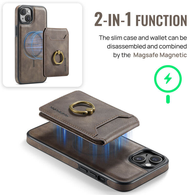 MAGKING iPhone 15 2-in-1 Magnetic Detachable Wallet Case