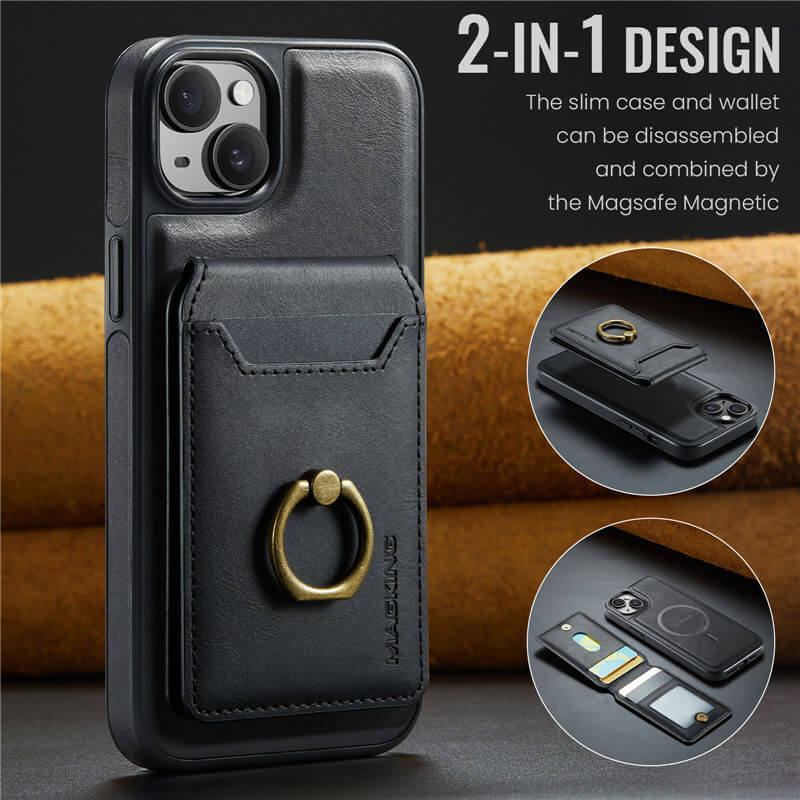 MAGKING iPhone 15 2-in-1 Magnetic Detachable Wallet Case