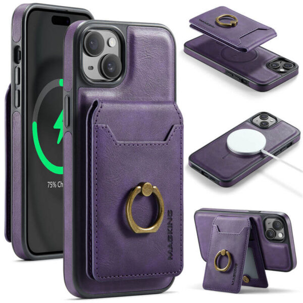 MAGKING iPhone 15 2-in-1 Magnetic Detachable Wallet RFID Blocking Case