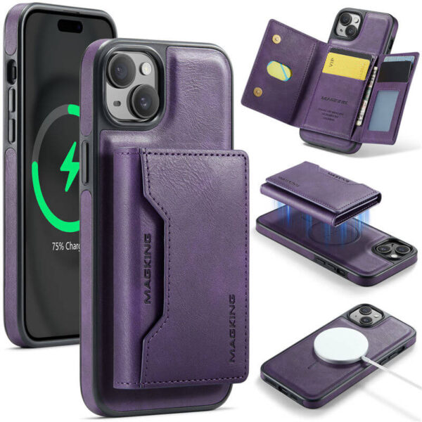 MAGKING iPhone 15 Plus 2-in-1 Wallet MagSafe Magnetic Case with RFID Blocking & Wireless Charging