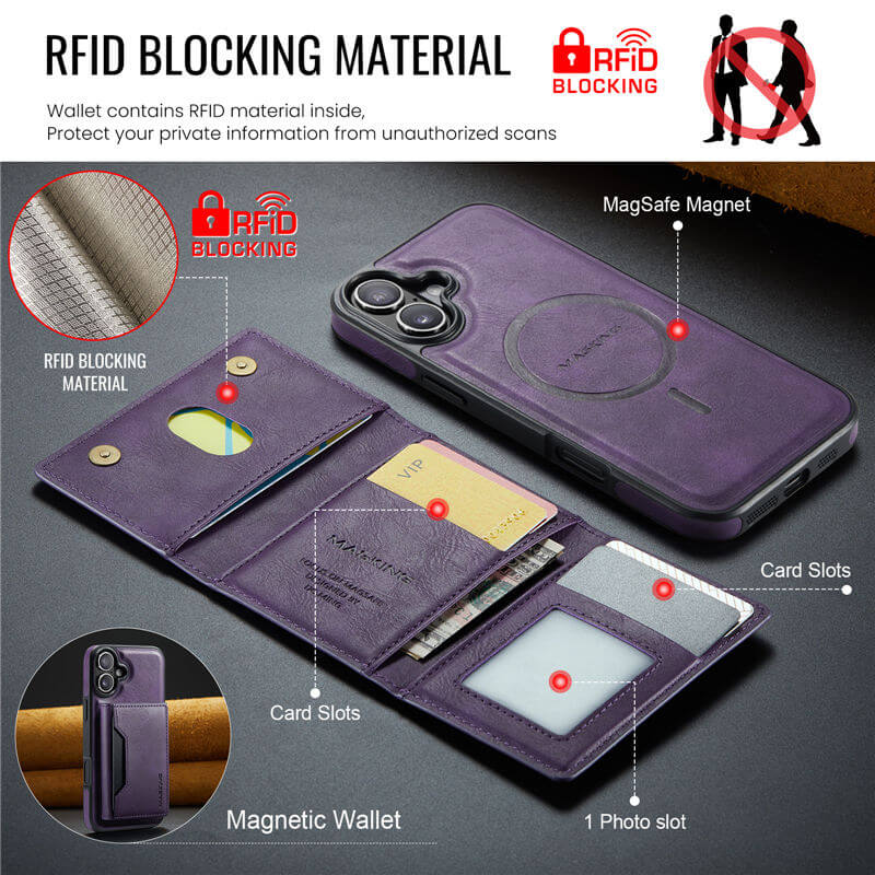 MAGKING iPhone 16 Plus Wallet Case with RFID Blocking