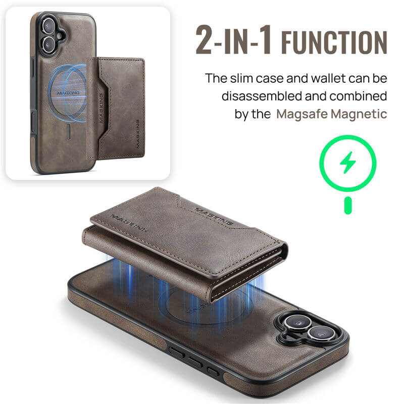 MAGKING iPhone 16 Plus Magnetic 2-in-1 Wallet Case