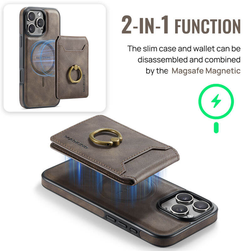 MAGKING iPhone 16 Pro 2-in-1 Magnetic Detachable Wallet Case