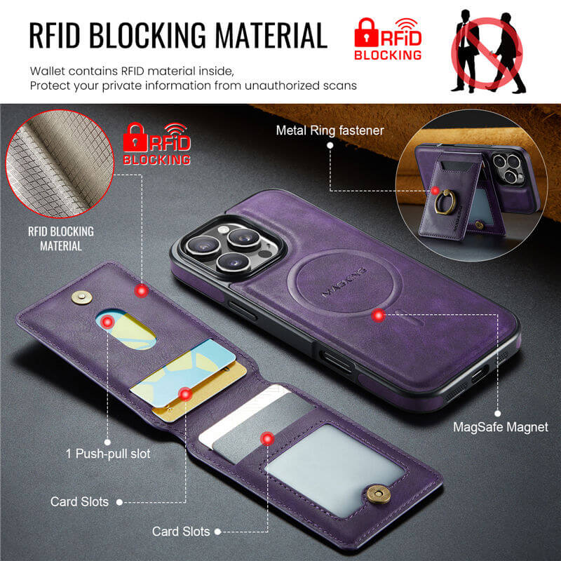 MAGKING iPhone 16 Pro Max 2-in-1 Magnetic Wallet RFID Blocking Case