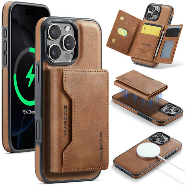 MAGKING 2-in-1 Wallet MagSafe Magnetic Case For iPhone/Samsung with RFID Blocking & Wireless Charging