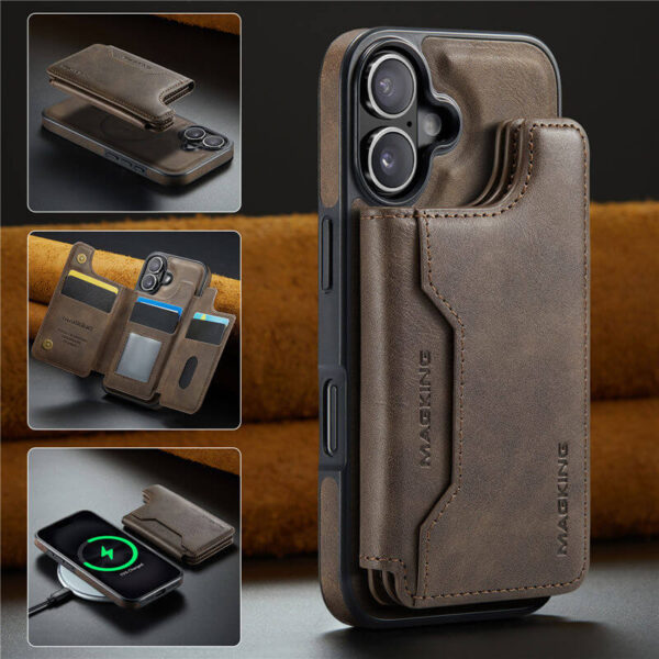 MAGKING iPhone 16E MagSafe Magnetic Wallet Case with RFID & Wireless Charging